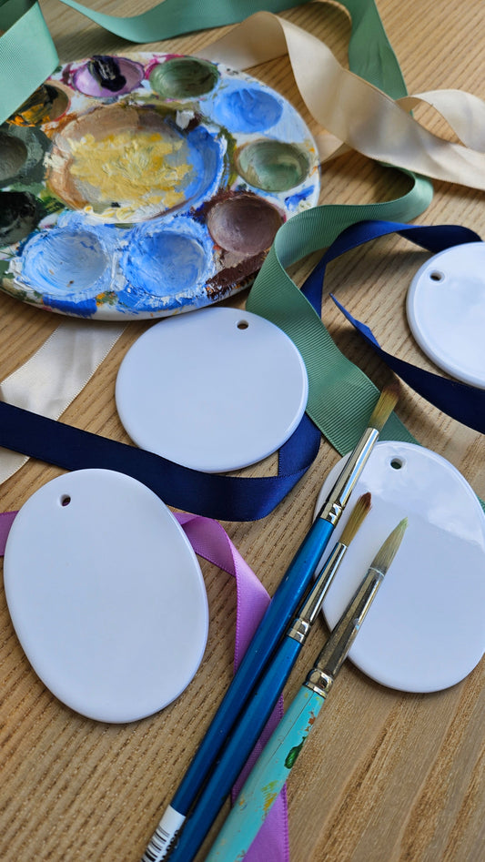 Hand painted Christmas ceramic baubles by Australian artist Terri Madden